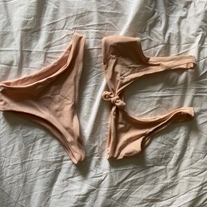 Two piece pink bathing suit